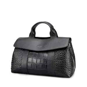 Only High Quality Black Crocodile Pattern PU Leather Women Office Bag Large Storage Shoulder Bag