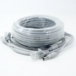 สายเคเบิลสองในหนึ่งเดียว สายต่อขยายกล้องวงจรปิด สายอีเธอร์เน็ต RJ45 + สายไฟ DC 12V สำหรับกล้องวงจรปิด <span class=keywords><strong>NVR</strong></span> - Product Image 1