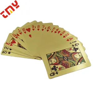 Cartas de jogo banhadas a ouro 24k, dubai com caixa, dourado 999.9, banhado a ouro