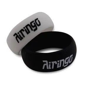 Custom Customized Engrave Logo Fashion Design Engagement Sports Silicone Rubber Couple Wedding Band Finger Ring For Men Women