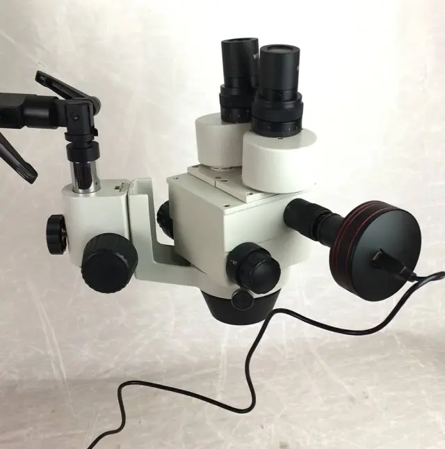 Brazo articulado Flexible con soporte de brazo, zoom estéreo, microscopio, puerto de cámara lateral
