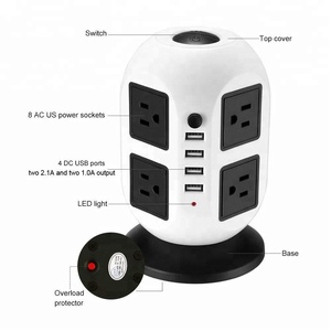 Venta directa del proveedor <span class=keywords><strong>8</strong></span> vías 4 puertos USB Regletas de alimentación Protector contra sobretensiones Enchufe eléctrico - Product Image 3