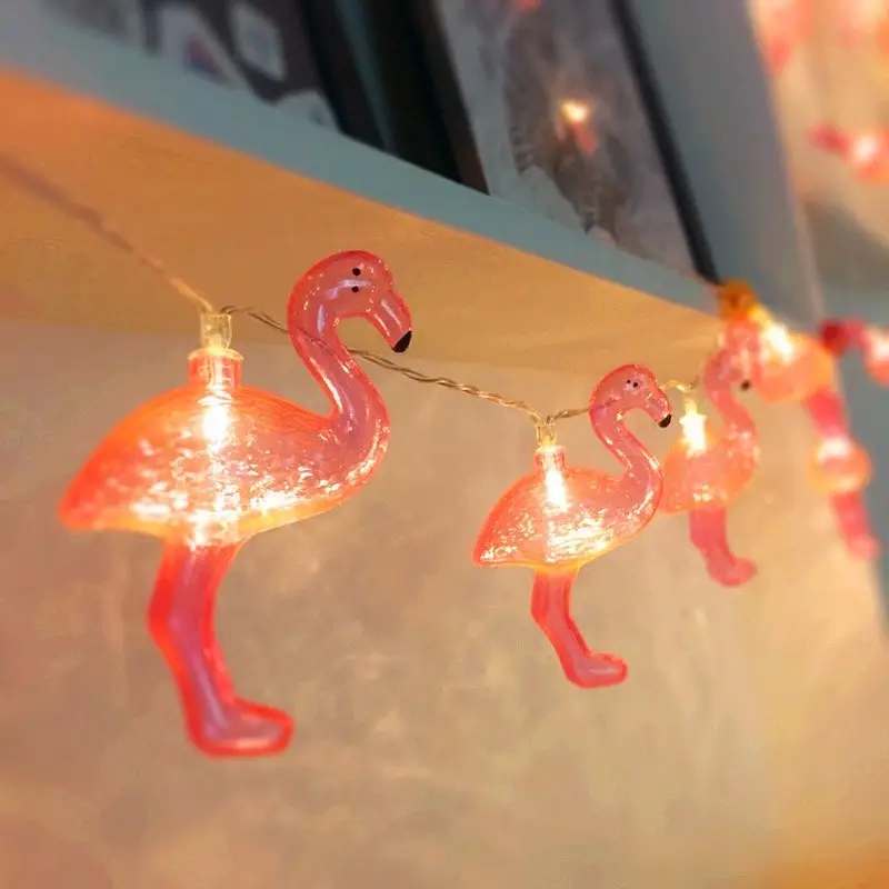 Luz de fadas decorativa LED de 1,5 m 10LEDs alimentada por bateria para festa de Natal e feriado de Natal com corda de flamingo rosa