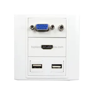 AV CABLE+ VGA + 2 port USB + 3.5 headphone-free solder combination panel wall plate 86 * 86mm