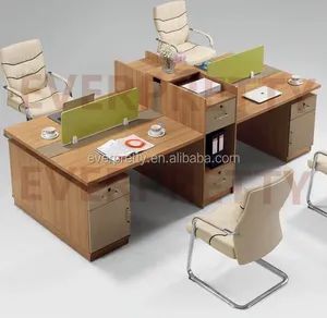 Workstation Furniture Color Customized 4 Person Office Wooden Desk and Foamed Chair with Partition