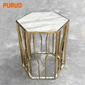 Living Room Furniture Marble Corner Round <strong>Gold</strong> Metal Legs Modern Designs <strong>Small</strong> Side <strong>Table</strong> - Product Image 3