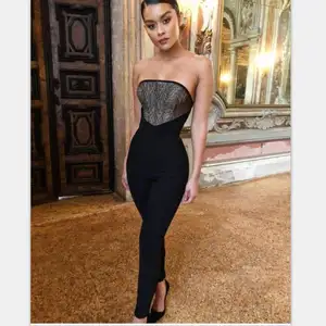 B1748 New design Sleeveless Strapless Lace Bodycon Sexy Evening Party catsuit