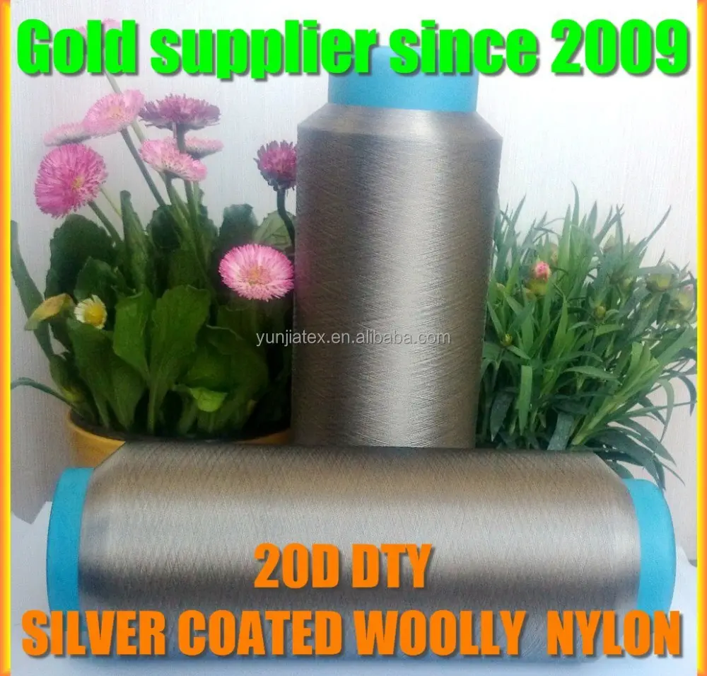 20d lanoso argento rivestito di nylon dty in fibra
