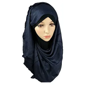 En gros haute qualité lin doux matériel plaine hijab écharpe