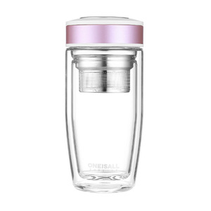 High Quality Double Wall Glass Cup With Lid Custom Glass Tea Strainer <strong>Infuser</strong> Travel <strong>Mug</strong> - Product Image 5