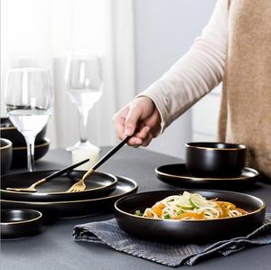 Premier choix créatif nordique fine noir traçage or dîner en porcelaine <span class=keywords><strong>ensemble</strong></span> de vaisselle - Product Image 4