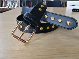 Cintura in metallo dorato in stile occidentale con rivetti rotondi da donna cintura con paillettes Punk semplice cintura decorativa - Product Image 2