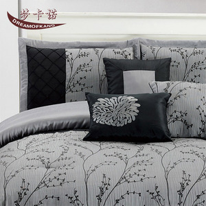 Bán Buôn Hiện Đại Bộ Đồ Giường Nữ Hoàng Giường <span class=keywords><strong>Comforter</strong></span> Thiết Sang Trọng Màu Xám Đen Phòng Ngủ <span class=keywords><strong>Comforter</strong></span> <span class=keywords><strong>Set</strong></span> - Product Image 3