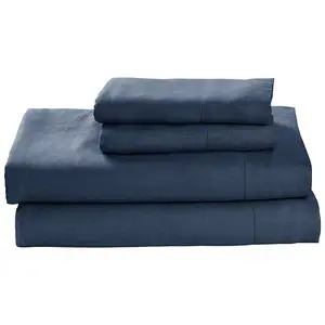 100%Organic and Natural Flax, Bed Sheet Set Linen Percale in Navy