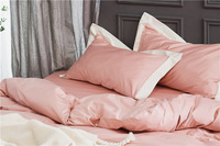 Parure de lit en satin de coton tissé en Chine, 60 fils, 100% coton de qualité supérieure, drap, taie d'oreiller et housse de couette brodés, 4 pièces