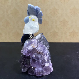 คริสตัลรูปนกแกะสลักรูปนกแก้ว,รูปแกะสลักคริสตัลรูปนกพร้อมขาตั้งคริสตัลอเมทิสต์ - Product Image 4