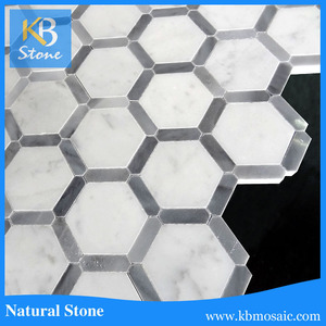 白いカララ大理石モザイク石バスルーム壁タイルデザイン六角形大理石モザイク屋内と屋外タイル - Product Image 4