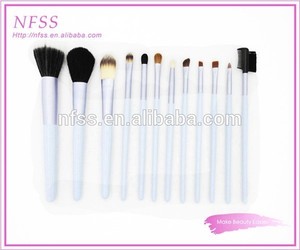 Lable privado 12pcs/set cepillo de madera pincel de maquillaje conjunto <span class=keywords><strong>mango</strong></span> <span class=keywords><strong>azul</strong></span> - Product Image 3