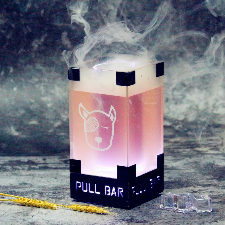 Kaca Minum Cocktail Es Kering Cahaya LED Layar Gelembung Air
