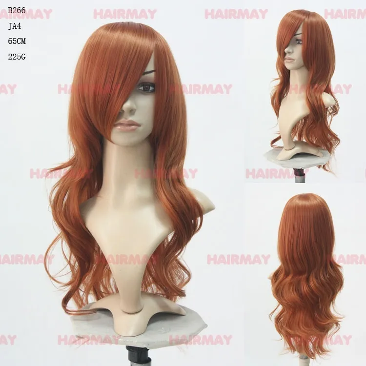 Diana synthetic cheap color long camel brown hair body wave bangs woo wigs