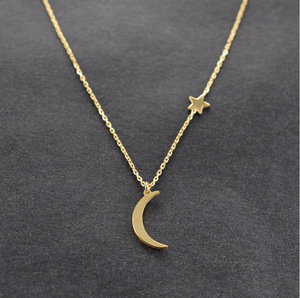 La migliore vendita collana a catena semplice collana con ciondolo stella e luna per donna - Product Image 4