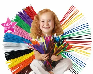 100 stks multi kleur 6mm x 12 inch glitter bloemen chenille fuzzy draad steel voor DIY speelgoed pipe cleaner plakboek accessoire
