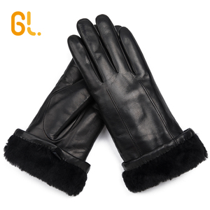 Ladies Thick <strong>Fur</strong> <strong>Lined</strong> Genuine Sheepskin Leather Dressing <strong>Gloves</strong> for Winter - Product Image 5