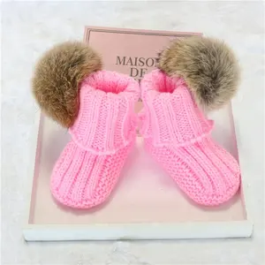 Colore Rosa di bambino del Modello Personalizzato Stivaletti Confortevole Handmade del Knit Del Crochet Scarpe Per Bambini