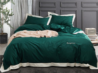Parure de lit en satin de coton tissé en Chine, 60 fils, 100% coton de qualité supérieure, drap, taie d'oreiller et housse de couette brodés, 4 pièces