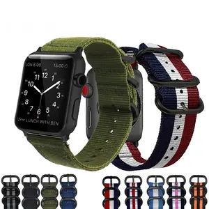 De Nylon de la venda de reloj para Apple Watch banda Serie 3/2/1 deporte pulsera de cuero 42 mm 38 mm Correa iwatch banda