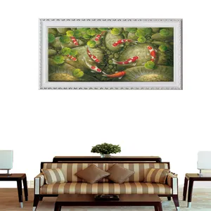 Groothandel Ingelijste Kunst Gallery Decor Lucky Craft Picture Moderne Chinese Koi Fish Schilderen