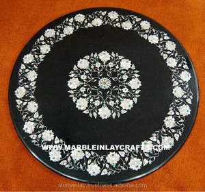 Dessus de Table basse en marbre naturel, Design noir et blanc - Product Image 1