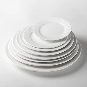 Jiuzao — assiette à crochet ronde en céramique blanche, assiettes à crochet, en porcelaine blanche, plats de buffet pour les restaurants d'hôtel, 2019