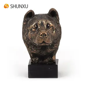 Akita Inu perro estatua con Base de mármol bronce resina escultura de cabeza decoración del hogar escritorio adorno Colección Arte perro