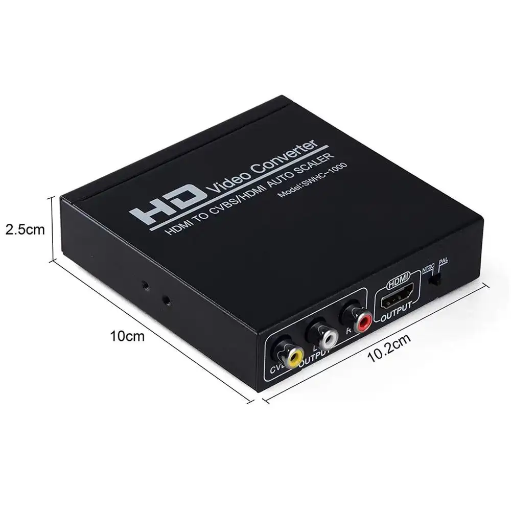 ตัวแปลงวิดีโอ HDMI เป็น HDMI,อะแดปเตอร์แปลง AV CVBS RCA วิดีโอเป็น HDMI ตัวแปลงสัญญาณเสียง3.5มม. 720P/1080P HD