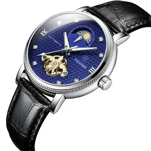 Tarot — montre bracelet en cuir pour hommes, mécanique et automatique, Phase lune, T612