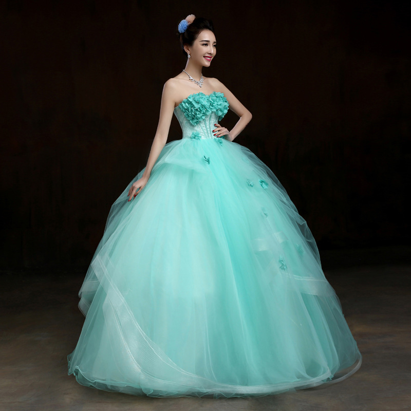 Fashion Lake Green Beaded Lace Appliques Bridal Wedding Ball Gown - Elegant  Adult Performance Dress for Brides, Sizes S-XXL
