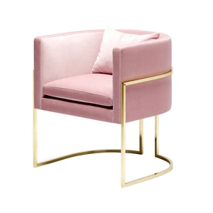 Casa <span class=keywords><strong>muebles</strong></span> de estilo moderno de oro de acero inoxidable con acabado de sillón de terciopelo rosa Silla de salón - Product Image 1