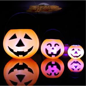 Wholesale Halloween Pumpkin Candy Bucket Halloween Plastic Portable Pumpkin Bucket