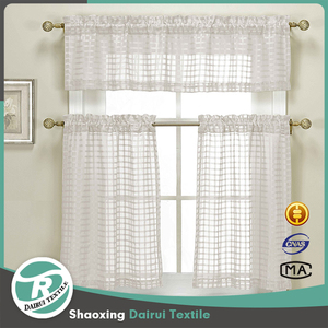 DaiRui <span class=keywords><strong>tenda</strong></span> da <span class=keywords><strong>cucina</strong></span> trasparente 3 pezzi con Design a quadri 1 mantovana 2 pannelli - Product Image 4