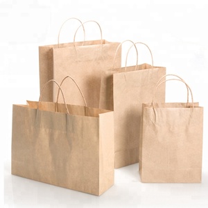 Gift Paper Paper Customized Full Color Printing Plain Brown White Kraft Gift Shopping Paper Bag With Twisted Handle