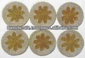 Mantel Individual redondo hecho a mano con cuentas para mesa de comedor, mantel con cuentas, hecho a mano - Product Image 3