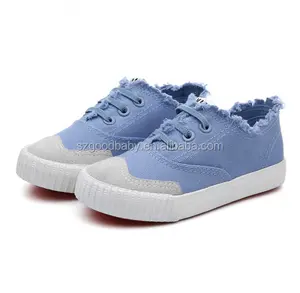 Fabricant en gros en caoutchouc semelle toile enfants chaussures glisser sur