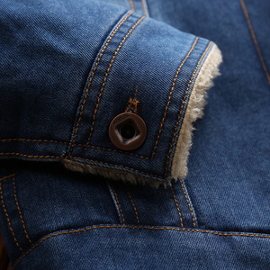 <strong>Men</strong> Winter Plaid <strong>Denim</strong> <strong>Jacket</strong> with Faux Fur Lining and Collar Plus Size Breathable - Product Image 4