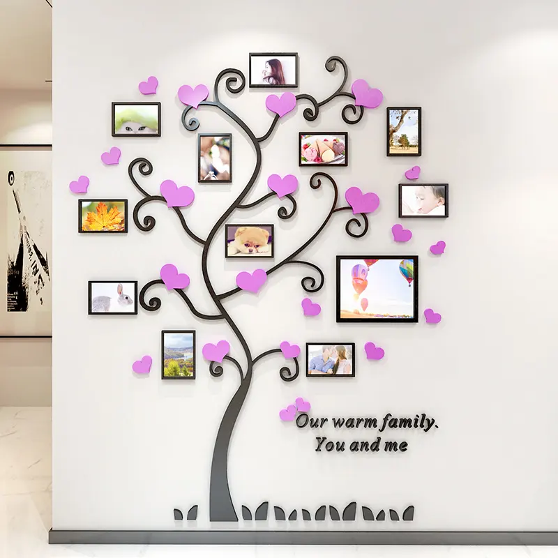 Creative Home Decoration Self Adhesive Photo Frame Family Tree Wall Decal DIY acrylic Removable Art 3D Wall Sticker