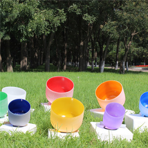 Huamei <span class=keywords><strong>Chakra</strong></span> điều chỉnh màu pha lê hát bát đặt 7 pcs hoa cuộc sống thạch anh pha lê hát bát để bán - Product Image 1