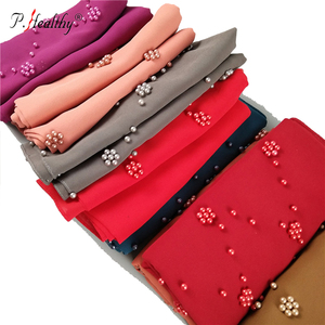 P-En Bonne Santé le dernier modèle plaine mousseline de soie accessoires correspondant couleur perles musulman hijab - Product Image 1