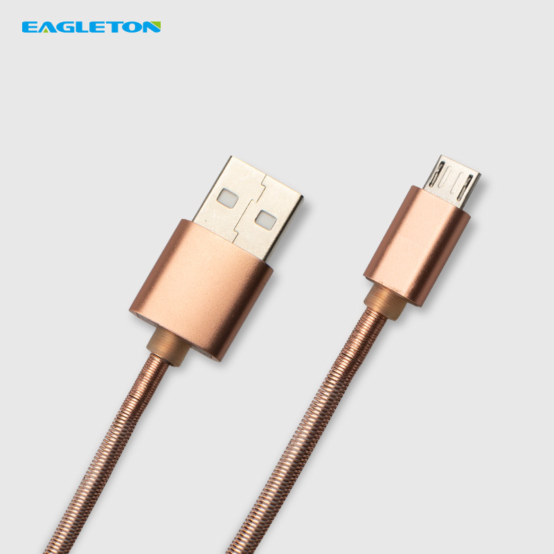 Оптовая продажа Micro USB данных металла Весна мобильный телефон, зарядное устройство, кабель для Android