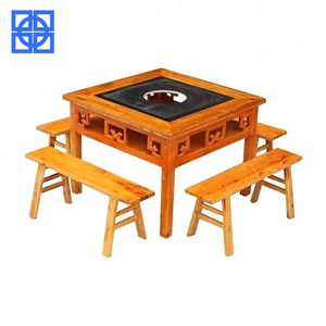 Set Tavolo e <span class=keywords><strong>Panche</strong></span> in Legno Massello Stile Cinese <span class=keywords><strong>per</strong></span> Hot Pot, Compatibile con Riscaldamento a Gas e a Induzione <span class=keywords><strong>per</strong></span> Ristoranti di Hot Pot - Product Image 1
