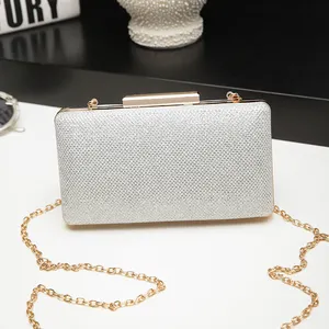 wholesale ladies handbag parts fashion pu leather hard box silver unique hand clutch women purses evening bags handbag